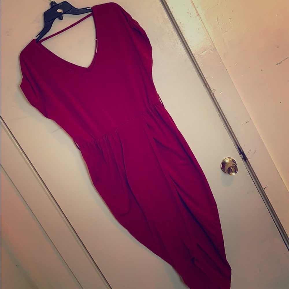 Beautiful Burgundy VNeck Dress
